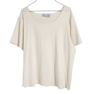 Kim Rogers Cream Short Sleeve Top - Women's Plus Size 3X